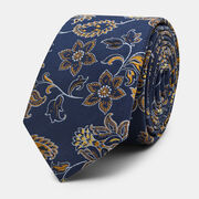 Coltano Slim Paisley Floral Silk Tie, Gold, hi-res